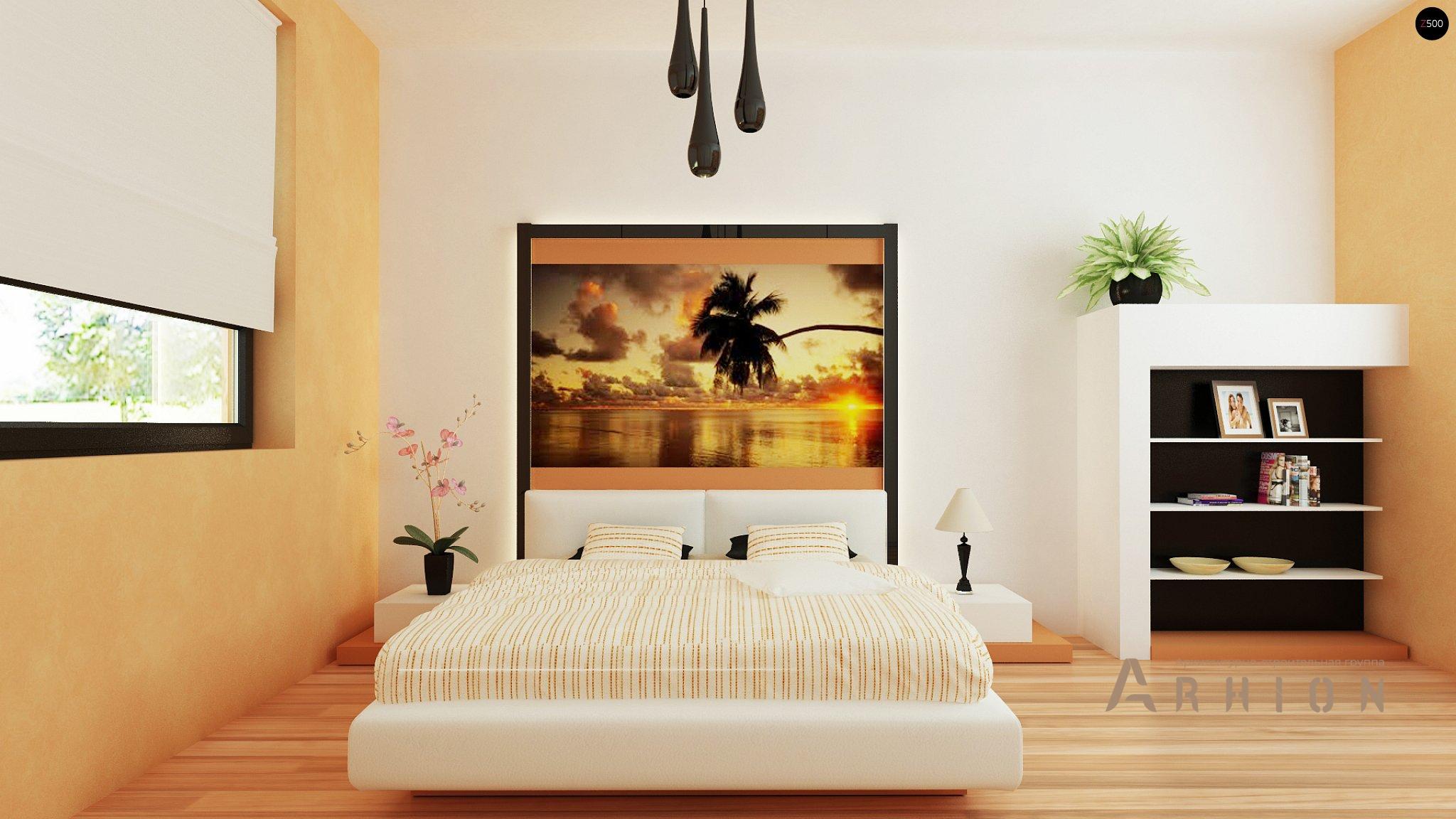 16. Проект одноэтажного дома в современном стиле с двускатной кровлей, Z98 L GP, площадью - 143 кв c терассой, гаражом